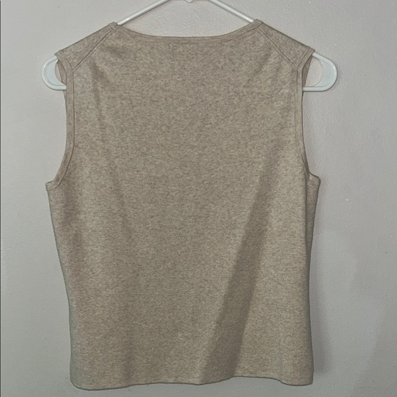 Fitted Tan Cream Sleeveless Tank Top - Picture 5 of 5